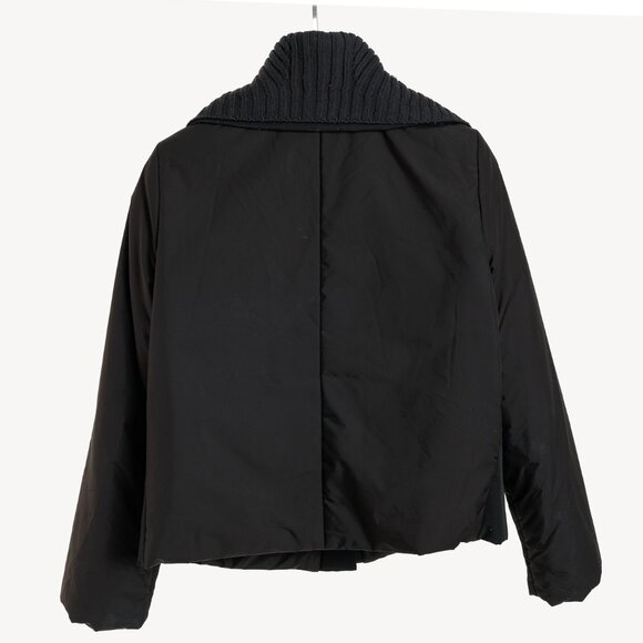 Crea Concept Black Padded Knit-Collar Jacket - Picture 2 of 11